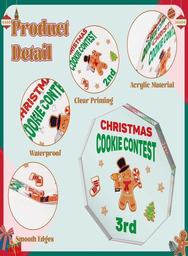JAPBOR Christmas Cookie Contest Trophy - 3pcs Acrylic 1st 2nd 3rd Gingerbread Man Trophies Awards, Xmas Holiday Decoration Place Medal Gift, Funny Contest Winner Competition Prizes Tabletop Signs - Image 3